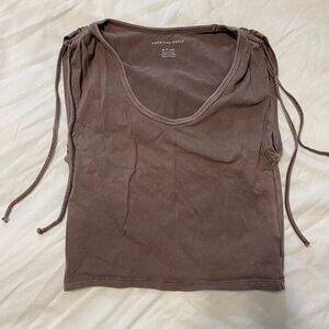 American Eagle Brown Ruched Shoulder Top – Size XS